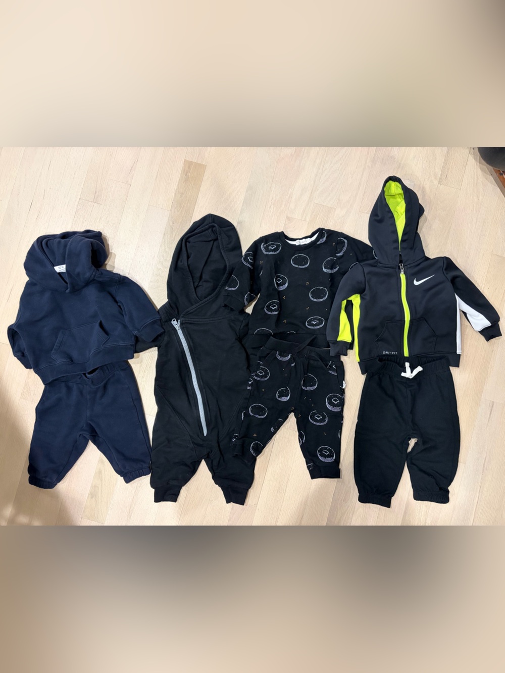 Lot of 4 Baby Hooded Jogger Sets - Black & Navy gap, miles the label, Nike